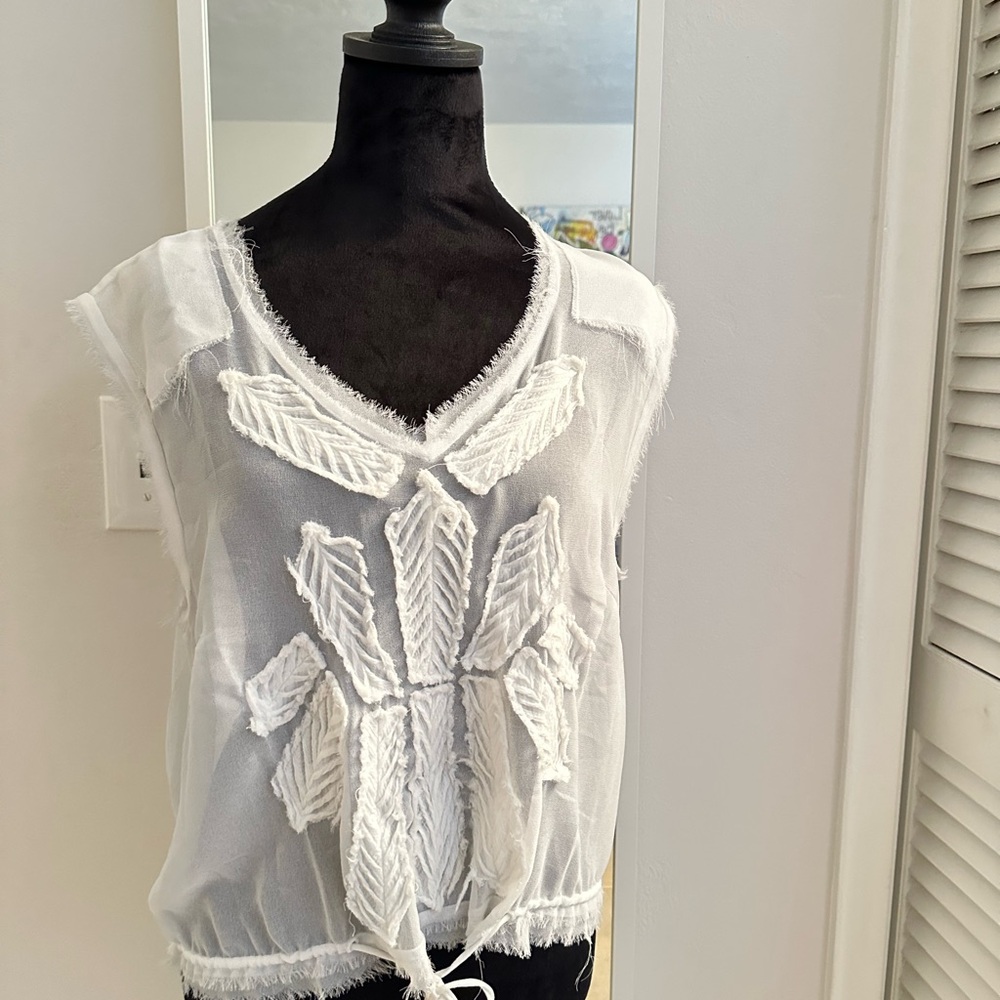 Free People White Sheer Women's Top